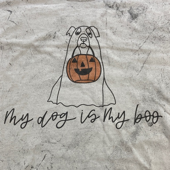 Comfort Colors My Dog is My Boo Light Gray Halloween Dog Ghost Tee T-Shirt Large - Picture 2 of 7